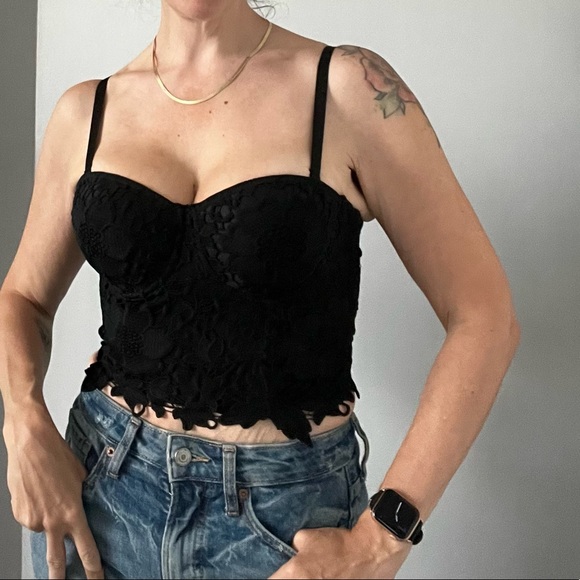 Black bustier ~ corset style | hook & eye back - Picture 6 of 8